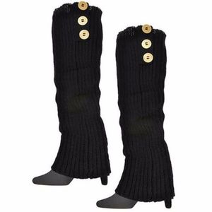 Black Button Knit Leg Warmers